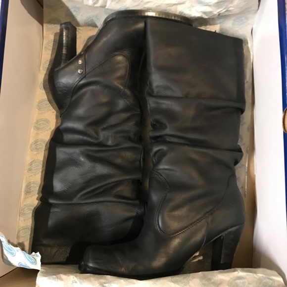 Harley-Davidson Genuine Leather Ruched Heeled Knee High Boots Women's Size 6.5 - Picture 3 of 7